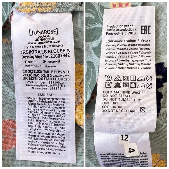 Junarose Floral Print Shirring Detail Sikira Long Sleeve Blouse Top NWT - Picture 8 of 11